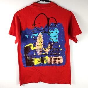 Vintage Ocean Pacific OP T Shirt Made USA Red Graphic Front Back Mens S 80s Surf